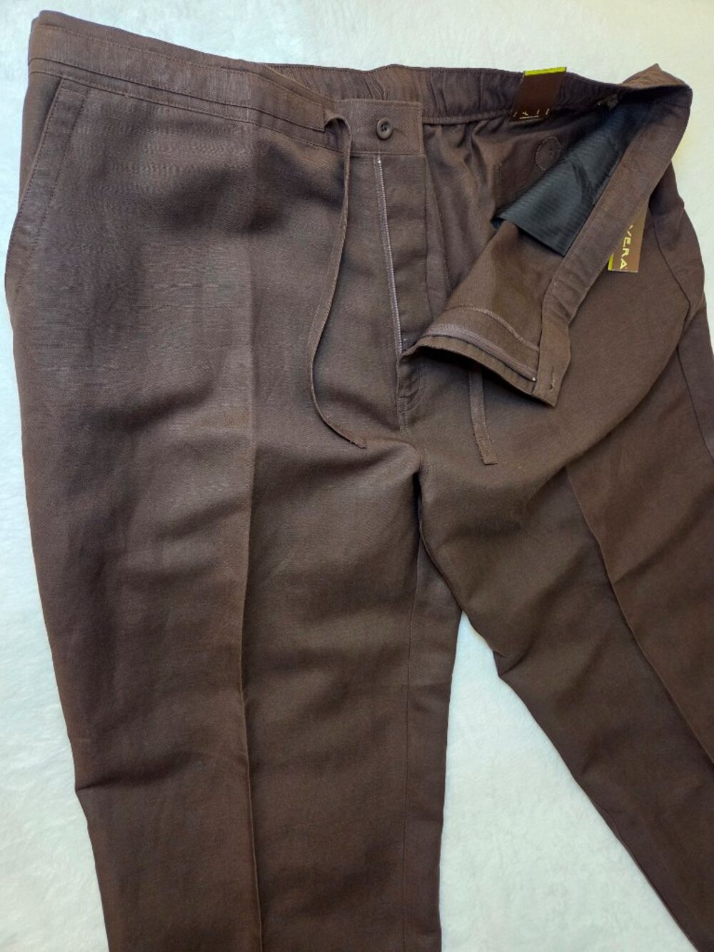 NWT Cubavera Men’s Chocolate Brown Linen Blend Drawstring Pants - XXL (44-46) - Picture 4 of 14